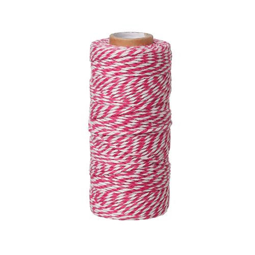 Cotton Cord, Braided, Hot Pink And White, 1.5mm - BEADED CREATIONS