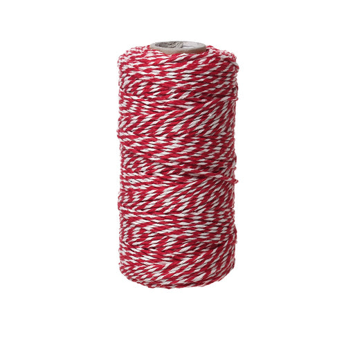 Cotton Cord, Braided, Red And White, 1.5mm - BEADED CREATIONS