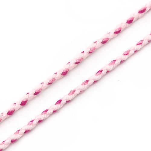 Cotton Cord, Round, Braided, Pink, 2mm - BEADED CREATIONS