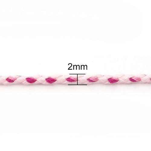 Cotton Cord, Round, Braided, Pink, 2mm - BEADED CREATIONS