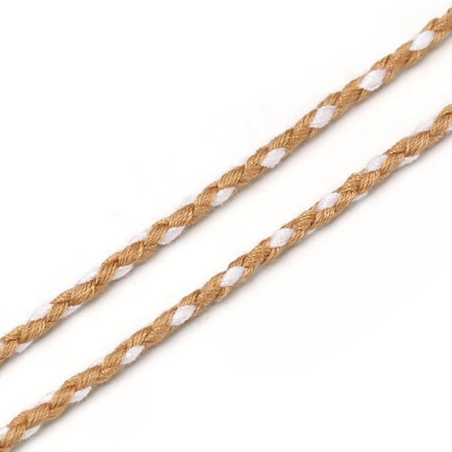 Cotton Cord, Round, Braided, Tan, White, 2mm - BEADED CREATIONS