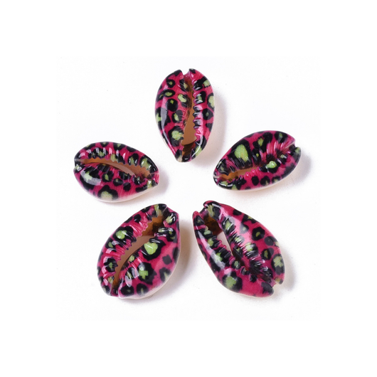 Cowrie Shell Beads, Painted, Leopard Print, 18-21mm - BEADED CREATIONS