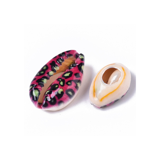 Cowrie Shell Beads, Painted, Leopard Print, 18-21mm - BEADED CREATIONS