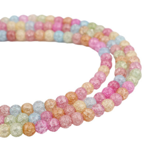 Crackle Glass Beads, Round, Assorted, Pastel, 6mm - BEADED CREATIONS