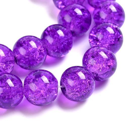 Crackle Glass Beads, Round, Blue Violet, 10mm - BEADED CREATIONS