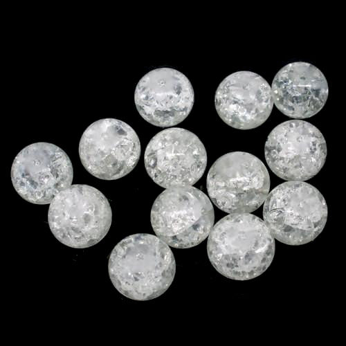Crackle Glass Beads, Round, Clear, Transparent, 12mm - BEADED CREATIONS