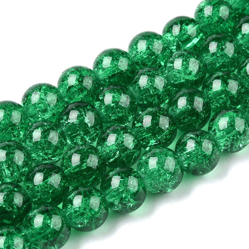 Crackle Glass Beads, Round, Green, 8mm - BEADED CREATIONS