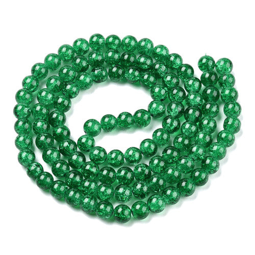 Crackle Glass Beads, Round, Green, 8mm - BEADED CREATIONS