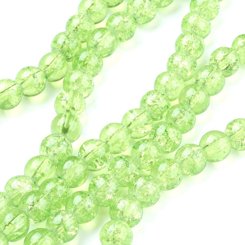 Crackle Glass Beads, Round, Pale Green, 6mm - BEADED CREATIONS