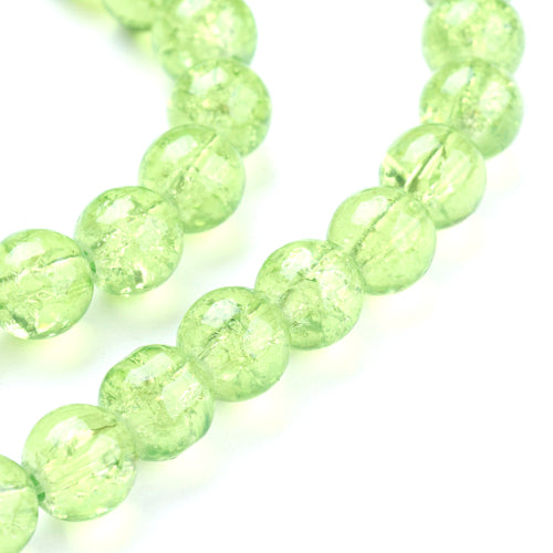 Crackle Glass Beads, Round, Pale Green, 6mm - BEADED CREATIONS