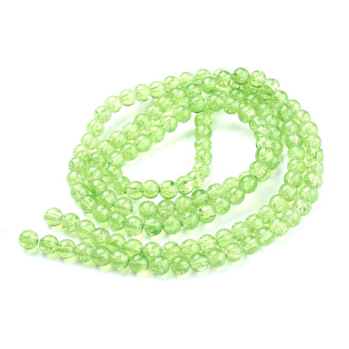 Crackle Glass Beads, Round, Pale Green, 6mm - BEADED CREATIONS