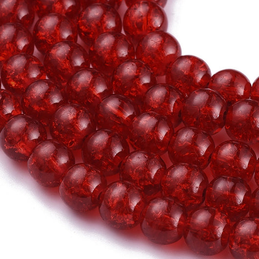 Crackle Glass Beads, Round, Red, 8mm - BEADED CREATIONS