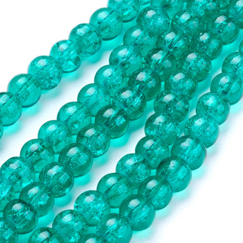 Crackle Glass Beads, Round, Sea Green, 6mm - BEADED CREATIONS