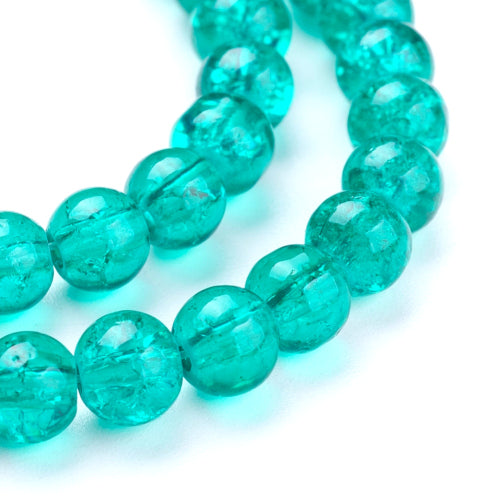 Crackle Glass Beads, Round, Sea Green, 6mm - BEADED CREATIONS