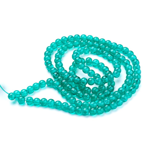 Crackle Glass Beads, Round, Sea Green, 6mm - BEADED CREATIONS