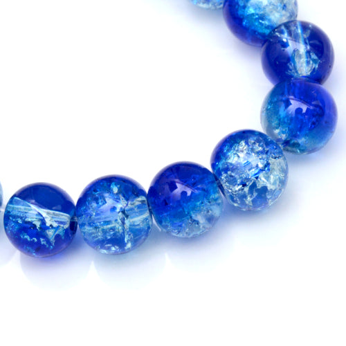 Crackle Glass Beads, Round, Transparent, Blue, 6mm - BEADED CREATIONS