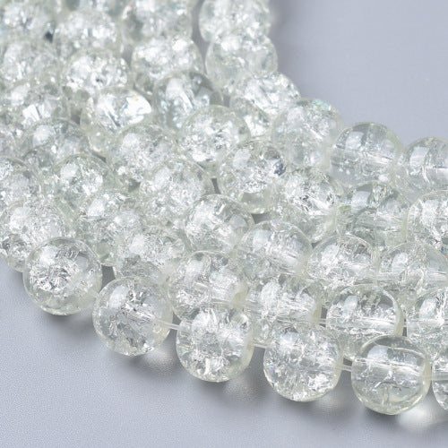 Crackle Glass Beads, Round, Transparent, Clear, 8mm - BEADED CREATIONS