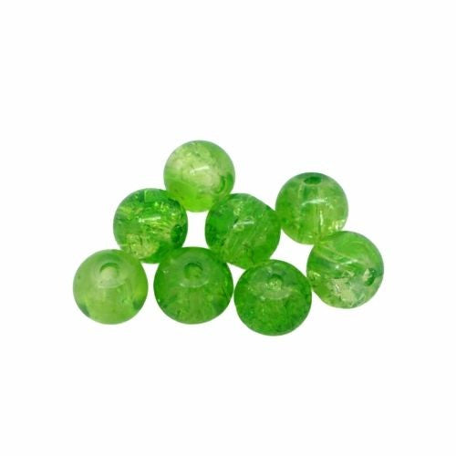 Crackle Glass Beads, Round, Transparent, Green, 6mm - BEADED CREATIONS