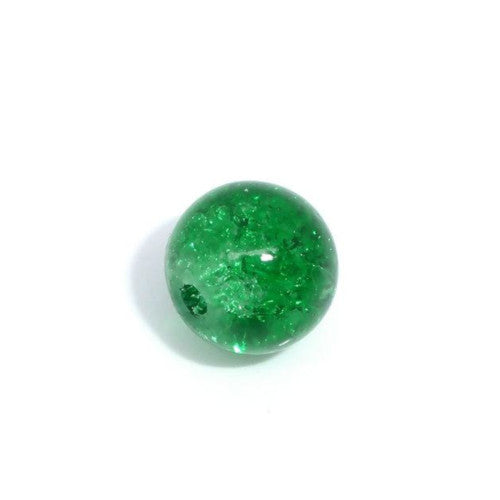 Crackle Glass Beads, Round, Transparent, Green, 8mm - BEADED CREATIONS