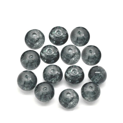 Crackle Glass Beads, Round, Transparent, Grey, 8mm - BEADED CREATIONS