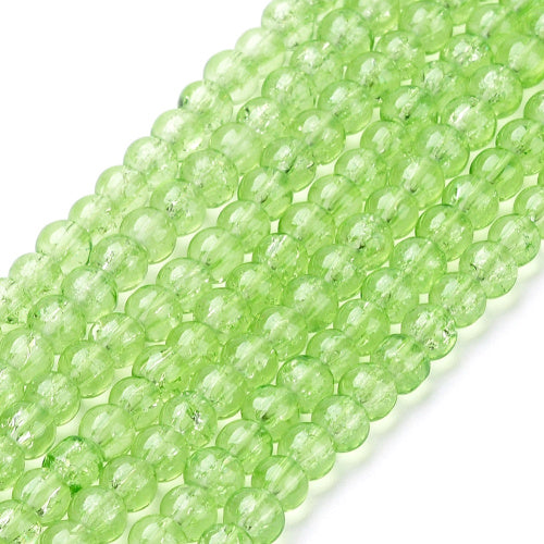 Crackle Glass Beads, Round, Transparent, Pale Green, 4mm - BEADED CREATIONS