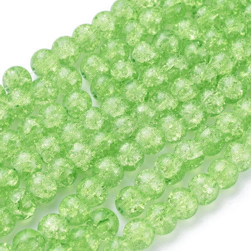 Crackle Glass Beads, Round, Transparent, Pale Green, 8mm - BEADED CREATIONS