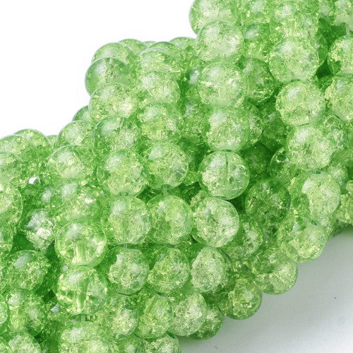 Crackle Glass Beads, Round, Transparent, Pale Green, 8mm - BEADED CREATIONS