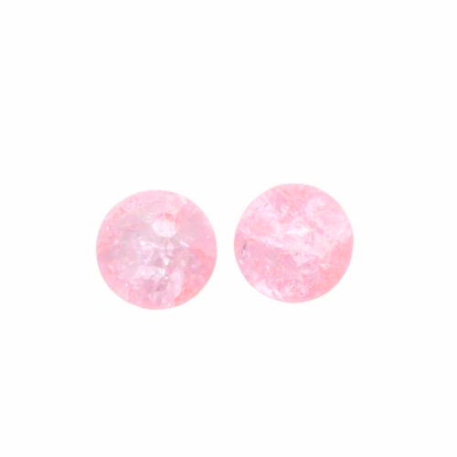 Crackle Glass Beads, Round, Transparent, Pink, 6mm - BEADED CREATIONS