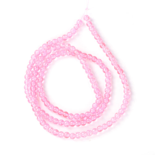 Crackle Glass Beads, Round, Transparent, Pink, 6mm - BEADED CREATIONS