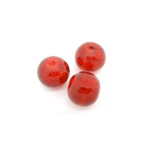 Crackle Glass Beads, Round, Transparent, Red, 6mm - BEADED CREATIONS