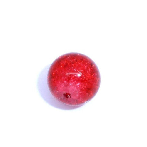 Crackle Glass Beads, Round, Transparent, Red, 8mm - BEADED CREATIONS