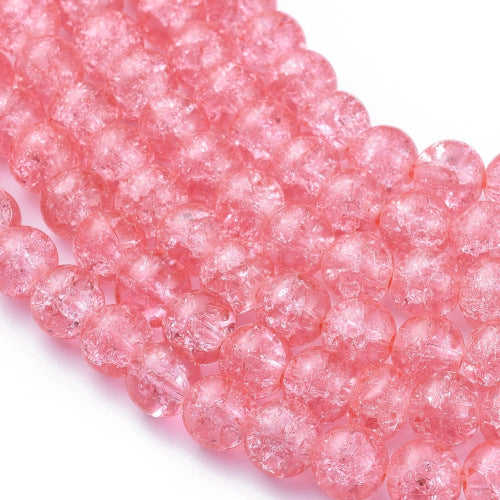 Crackle Glass Beads, Round, Transparent, Salmon Pink, 8mm - BEADED CREATIONS