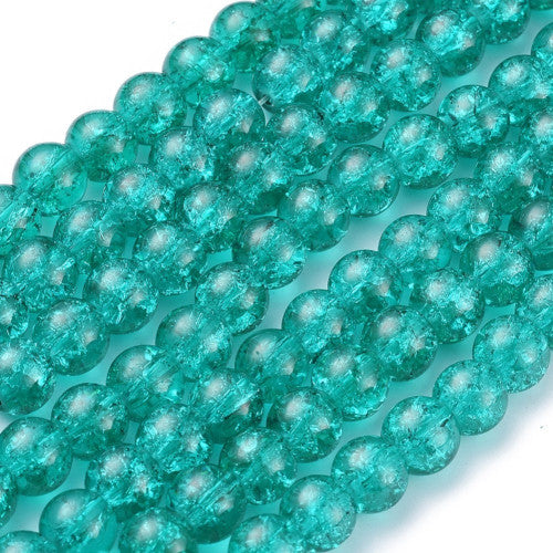 Crackle Glass Beads, Round, Transparent, Sea Green, 8mm - BEADED CREATIONS