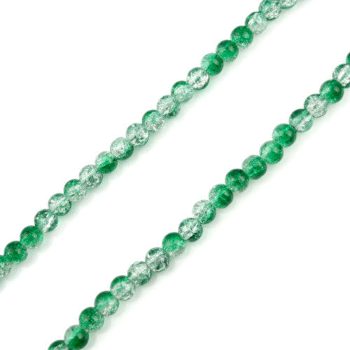 Crackle Glass Beads, Round, Transparent, Two-Tone, Green, Clear, 8mm - BEADED CREATIONS