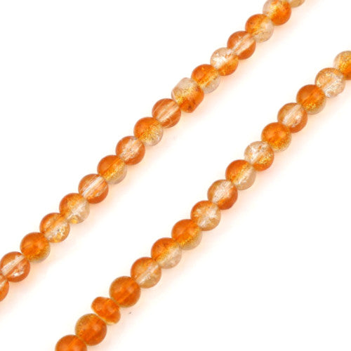 Crackle Glass Beads, Round, Transparent, Two-Tone, Orange, Clear, 8mm - BEADED CREATIONS