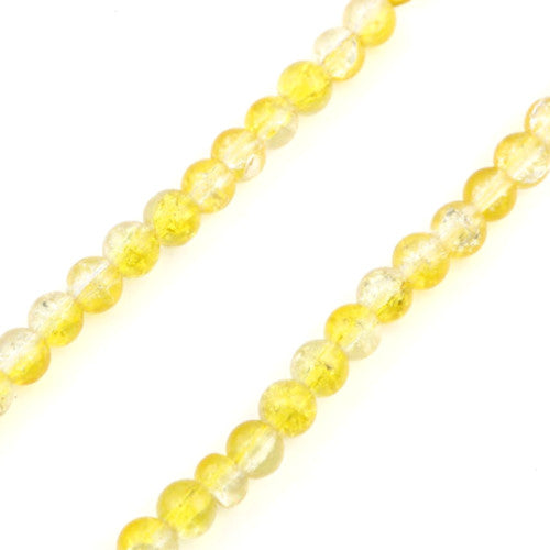 Crackle Glass Beads, Round, Transparent, Two-Tone, Yellow, Clear, 8mm - BEADED CREATIONS