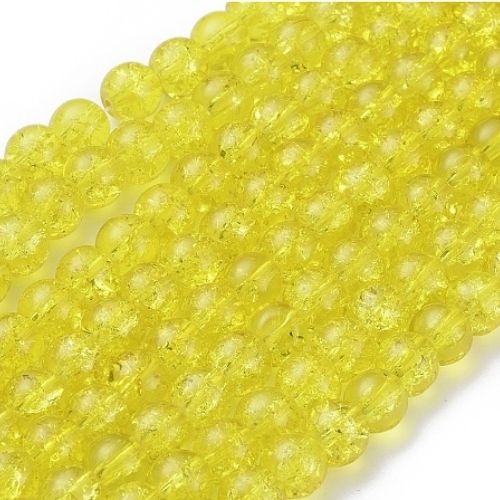 Crackle Glass Beads, Round, Transparent, Yellow, 8mm - BEADED CREATIONS