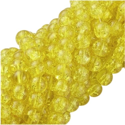 Crackle Glass Beads, Round, Transparent, Yellow, 8mm - BEADED CREATIONS
