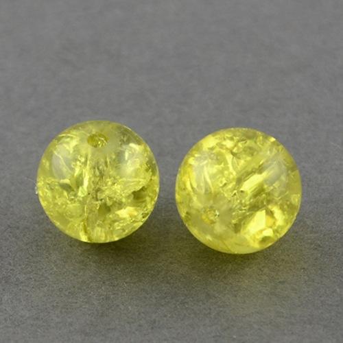 Crackle Glass Beads, Round, Yellow, Transparent, 12mm - BEADED CREATIONS