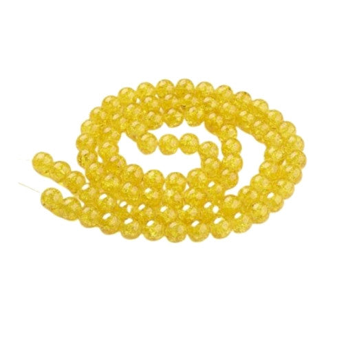 Crackle Glass Beads, Round, Yellow, Transparent, 12mm - BEADED CREATIONS