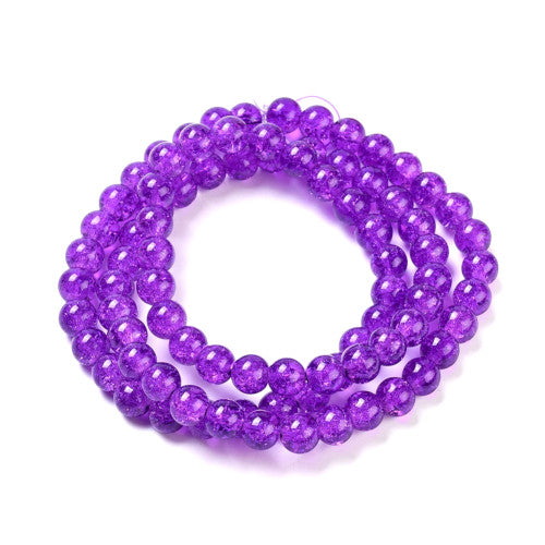 Crackle Glass Beads, Round, Blue Violet, 10mm - BEADED CREATIONS