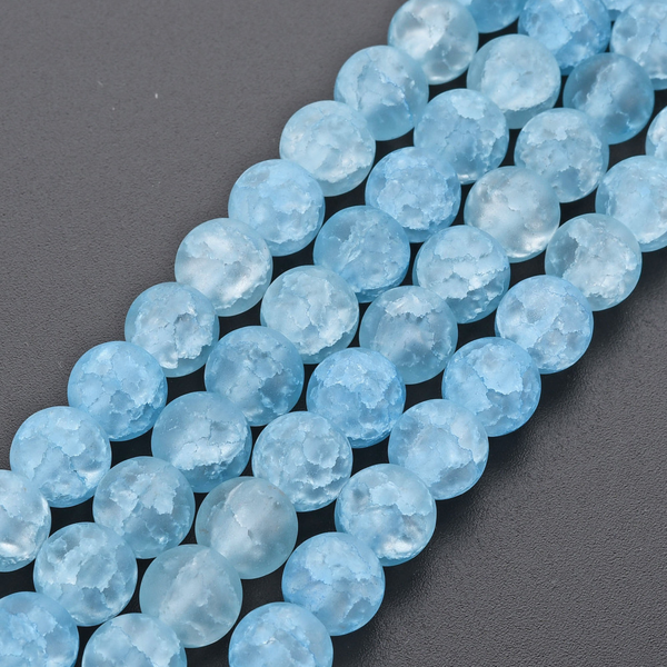 Crackle Glass Beads, Round, Frosted, Cornflower Blue, 8mm - BEADED CREATIONS