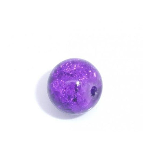 Crackle Glass Beads, Round, Transparent, Purple, 8mm - BEADED CREATIONS