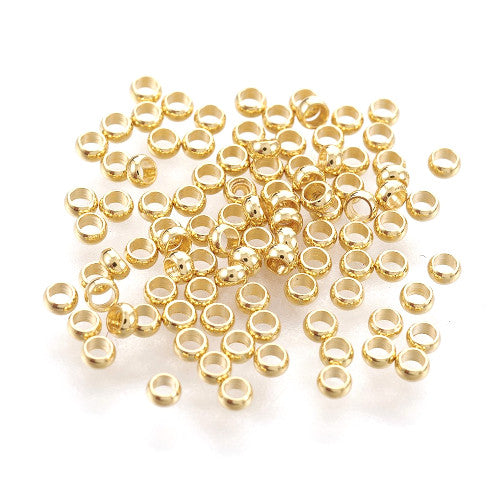 Crimp Beads, 316 Surgical Stainless Steel, Rondelle, 18K Gold Plated, 1.9mm - BEADED CREATIONS