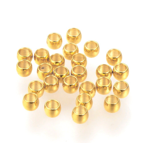 Crimp Beads, 316 Surgical Stainless Steel, Rondelle, 24K Gold Plated, 2x1.5mm - BEADED CREATIONS