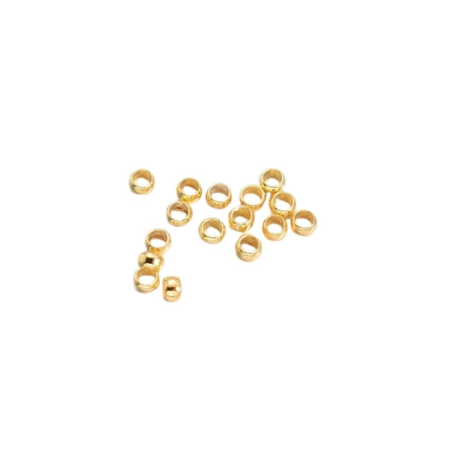 Crimp Beads, Rondelle, Brass, Golden, 2.5x1.5mm, ID 1mm - BEADED CREATIONS