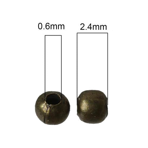 Crimp Beads, Round, Antique Bronze, Brass, 2.4mm - BEADED CREATIONS