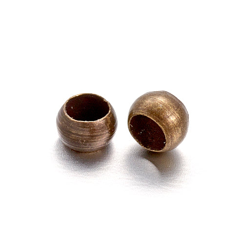 Crimp Beads, Round, Antique Bronze, Brass, 2.5x1.5mm - BEADED CREATIONS