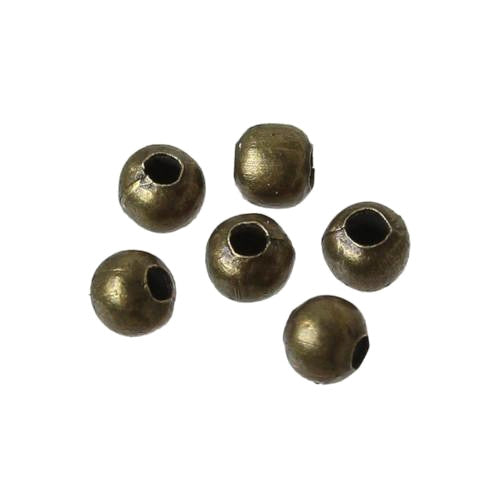 Crimp Beads, Round, Brass, Antique Bronze, 2.4mm, ID 0.6mm - BEADED CREATIONS