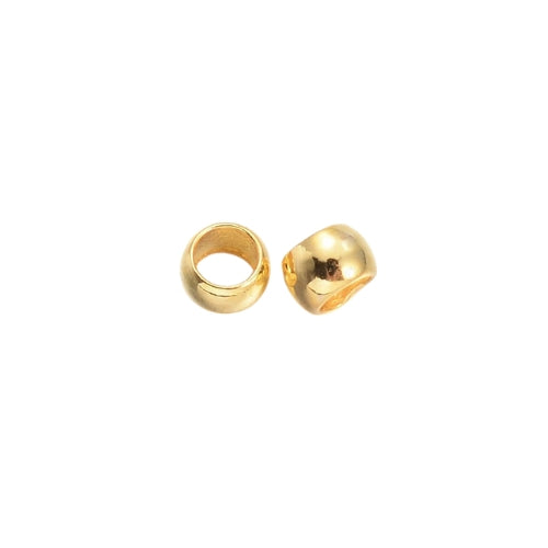 Crimp Beads, Round, Golden, Brass, 2.5x1.5mm - BEADED CREATIONS